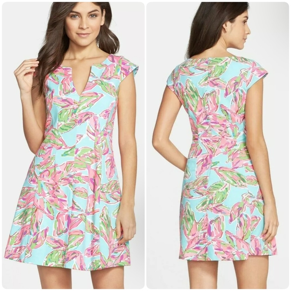 Lilly Pulitzer Briella In The Vias Floral Fit And Flare Dress Size XS Stretch